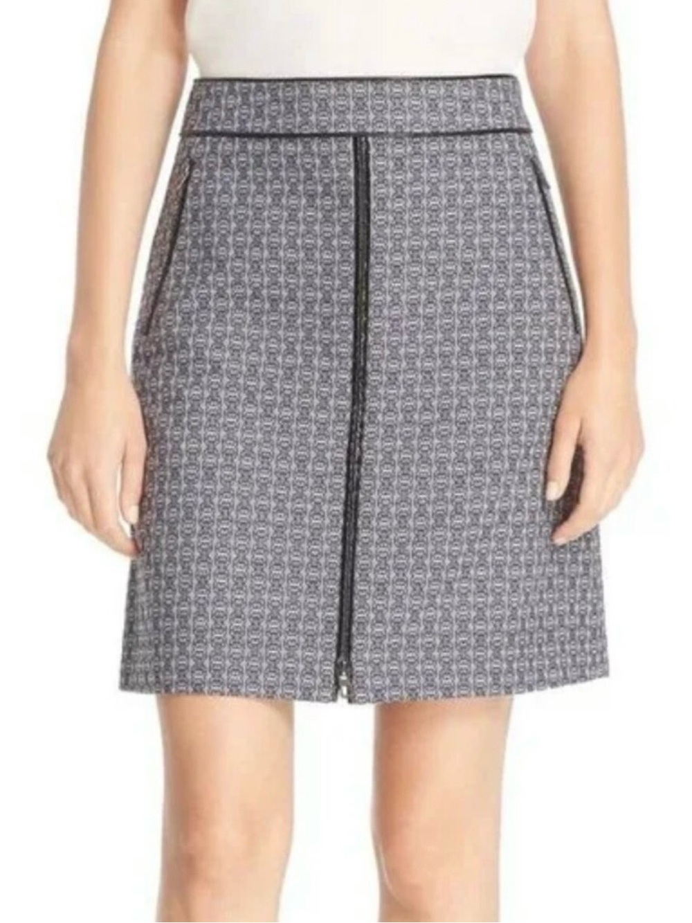 Tory Burch Chaumont Navy Blue Jacquard Skirt size 2